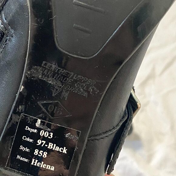 Bakers Helena Black Smooth Leather Pointy Toe Silver Buckle Stiletto Boots US 7 - Picture 6 of 8